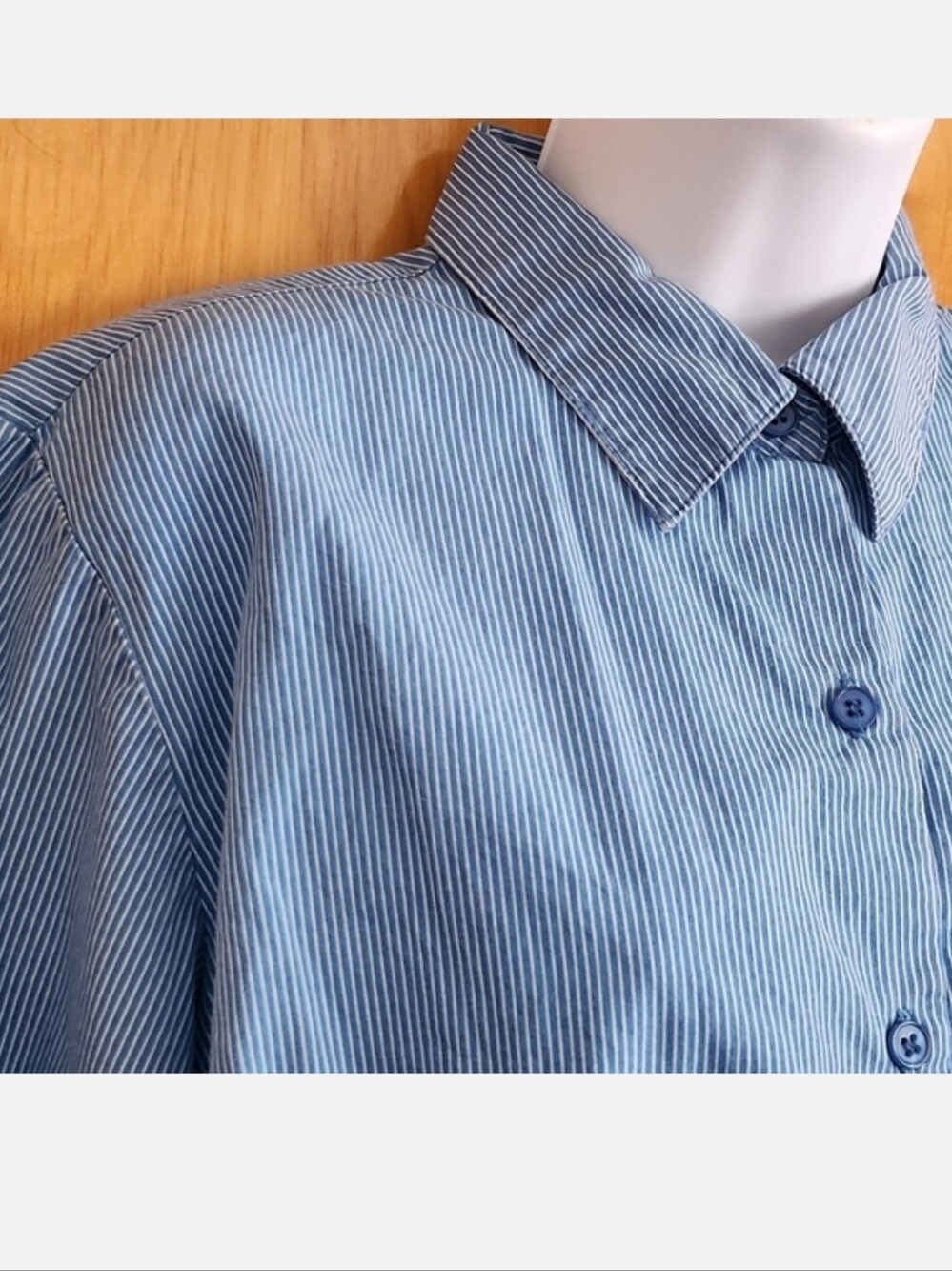 Lemon Grass Blue Striped Shirt Cotton Size PL